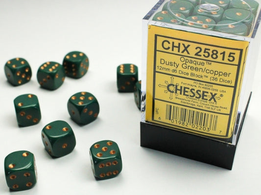 Chessex: Opaque Dusty Green/Copper - 12mm D6 Die Set
