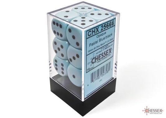 Chessex - Opaque Pastel Blue/Black - 16mm D6 Die Set
