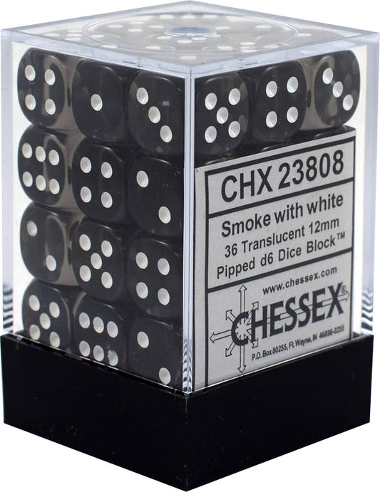 Chessex: Translucent Smoke/White 12mm D6 dice