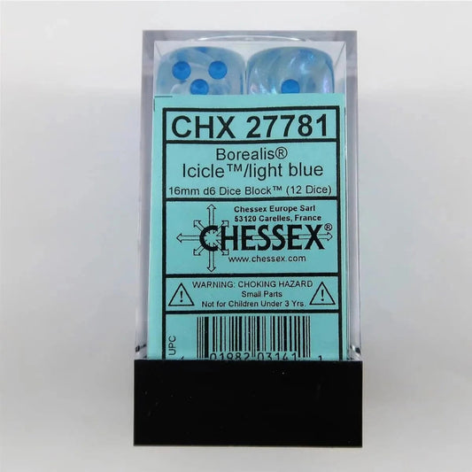 Cheesex: Borealis Icicle/Light Blue 16mm D6 Dice