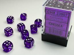 Chessex - Translucent Purple/White - 12mm D6 Die Set