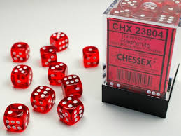 Chessex - Translucent Red/White - 12mm D6 Die Set