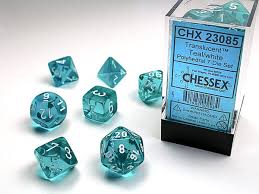 Chessex: Translucent Teal/White - Polyhedral 7-Die Set