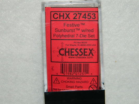 Chessex: Festive Sunburst/Red Polyhedral 7-Die set